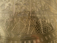 Vintage Brass Tray Folding Table 27" Egyptian Moroccan Design