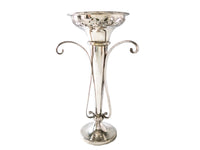 Vintage Silver Plate Epergne Vase Trumpet Style Open Work Pierced With Scrolls