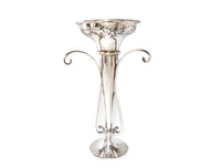 Vintage Silver Plate Epergne Vase Trumpet Style Open Work Pierced With Scrolls