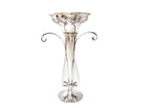 Vintage Silver Plate Epergne Vase Trumpet Style Open Work Pierced With Scrolls