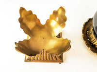 Vintage Brass Urn Grecian Style 2 Piece Acanthus Vase Mantel Decor