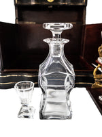 Antique French Tantalus Box With Baccarat Crystal Cordial Decanter Set Gilt Bronze
