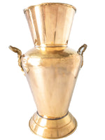 XL Brass Vase Floor Vase Umbrella Holder Stand Double Handled Handcrafted