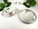 Vintage Silver Plate Covered Dish And Serving Tray Set Roses