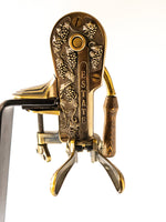 Vintage Estate Wine Opener With Stand Brass Oak Wood Decorker Bar Hollywood Regency Barware