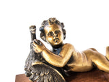 Bronze Statue Cherub Boy Struggling With Goose Boethus Rendition Sculpture