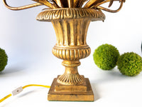 Italian Tole Gilt Candelabra Girandole Table Lamp Gold Leaf Gilded Light