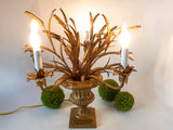 Italian Tole Gilt Candelabra Girandole Table Lamp Gold Leaf Gilded Light