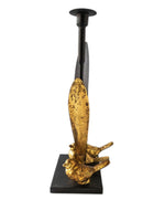 Vintage Candle Holder Gilded Birds Statue Sculpture Songbirds Mixed Metal And Iron