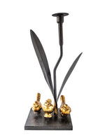 Vintage Candle Holder Gilded Birds Statue Sculpture Songbirds Mixed Metal And Iron