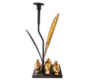 Vintage Candle Holder Gilded Birds Statue Sculpture Songbirds Mixed Metal And Iron
