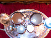 Vintage 5 Piece Silver Plate Tea Set Coffee Service With Tray