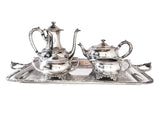 Vintage Silver Plate Tea Set Coffee Service With Tray Beverly Manor Wilcox IS 5 Piece Set