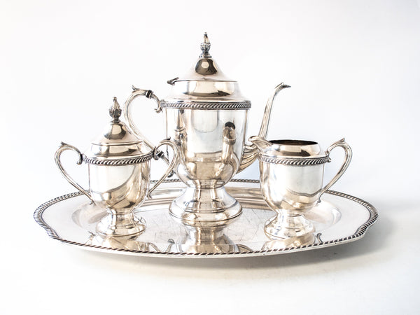 Antique Silverplate Tea Set With Tray Art Deco