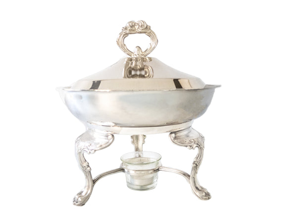 Silver Plate Casserole Buffet Stand Chafing Warming Dish