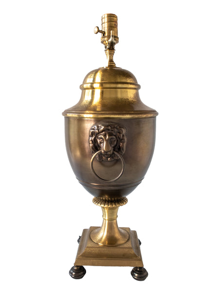 Vintage Wildwood Lamp Brass Lion Knocker Lion Footed Urn Style Table Lamp