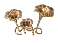 Vintage Brass Candle Holder Trumpet Lily Set Of Three Morning Glory Taper Candles Candles And Candelabra