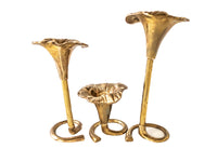 Vintage Brass Candle Holder Trumpet Lily Set Of Three Morning Glory Taper Candles Candles And Candelabra