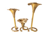 Vintage Brass Candle Holder Trumpet Lily Set Of Three Morning Glory Taper Candles Candles And Candelabra