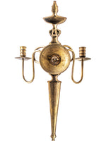 Pair Brass Candle Holder Sconces Double Arm Candle Holder Hollywood Regency