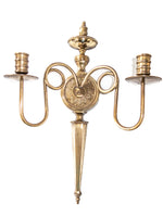 Pair Brass Candle Holder Sconces Double Arm Candle Holder Hollywood Regency