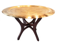 Vintage Brass Tray Folding Table 27" Egyptian Moroccan Design