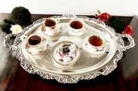 Vintage XL Silver Plate Serving Tray Lancaster Rose