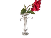 Vintage Silver Plate Epergne Vase Trumpet Style Open Work Pierced With Scrolls
