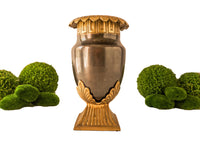 Vintage Brass Urn Grecian Style 2 Piece Acanthus Vase Mantel Decor