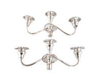 Baroque By Wallace Silver Plate Candelabra Pair Convertible Candle Holder Arms