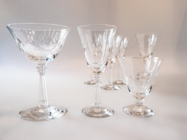 Vintage Theresienthal Etched Crystal Small Wine Cordial Glasses - Pair – A  Step Back In Time