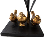 Vintage Candle Holder Gilded Birds Statue Sculpture Songbirds Mixed Metal And Iron