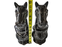 Antique Hitching Posts Horse Head Pair Cast Iron Black