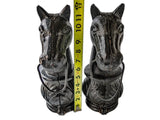 Antique Hitching Posts Horse Head Pair Cast Iron Black