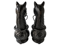 Antique Hitching Posts Horse Head Pair Cast Iron Black
