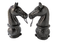 Antique Hitching Posts Horse Head Pair Cast Iron Black