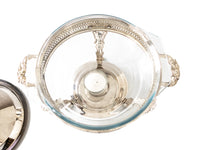 Silver Plate Chafing Dish With Glass Warming Casserole Buffet Stand