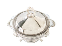 Silver Plate Chafing Dish With Glass Warming Casserole Buffet Stand