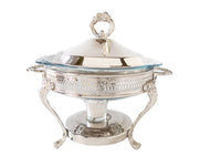 Silver Plate Chafing Dish With Glass Warming Casserole Buffet Stand