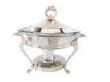 Silver Plate Chafing Dish With Glass Warming Casserole Buffet Stand
