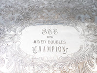 Silverplate Trophy Tray Tennis Tournament 1976 SCC Mixed Doubles Championship Decorative Trays