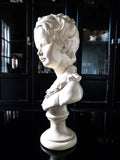 Vintage French Bust Houdon Sculpture Boy Tall 16.5" Neoclassical