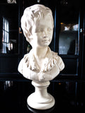 Vintage French Bust Houdon Sculpture Boy Tall 16.5" Neoclassical