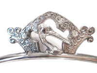 Antique Silver Quadruple Plate Bride's Basket Figural Stork Victorian 1800s