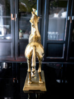 Vintage XL Solid Brass Unicorn Sculpture Statue Rearing Unicorn Mantel Decor