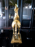Vintage XL Solid Brass Unicorn Sculpture Statue Rearing Unicorn Mantel Decor