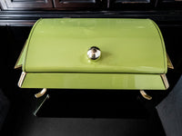 MCM Anchor Hocking Chafing Dish Buffet Stand Green And Gold Retro