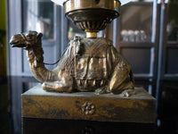 Art Deco Camel Lamp Bronze Tone Pull Chain With Glass Globe