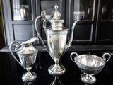 Art Deco Silver Plate Tea Set By Derby Silver Co Teapot Sugar Bowl Creamer