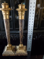 Vintage Pair Textured Brass Candle Holders 21" Tall